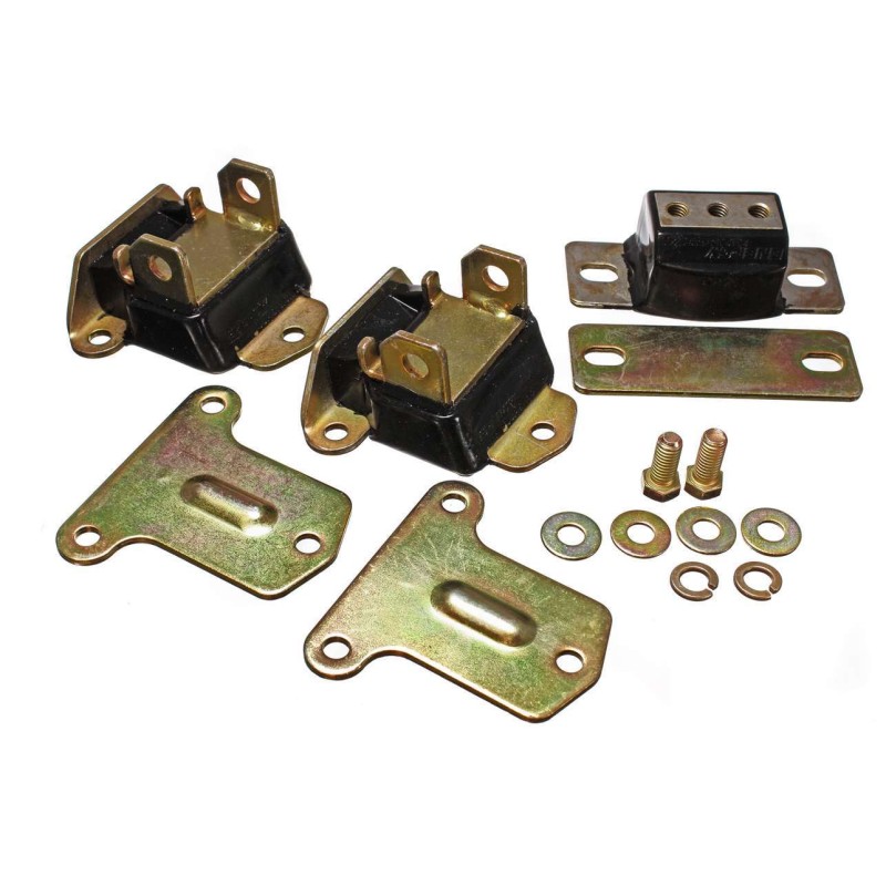 Chevy V8 Motor/Trans Mnt Kit Zinc Finish Black